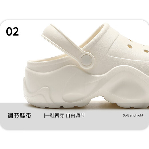 Hongdou Summer Outdoor 2025 Nouveaux chaussures de trous pour femmes extérieures Salle d'opération épaisse semelle anti-glissée Anti-odor infirmière Baotou Baotou Beebai 37-38 [Taille standard longueur interne 240 mm]