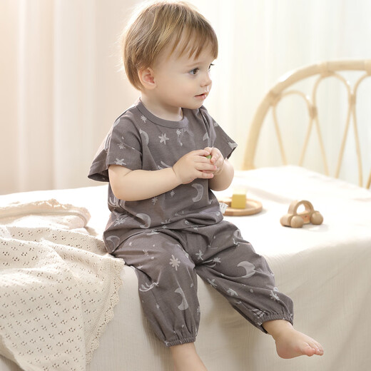Bali Pig Mosquito-Repellent Pantalon pour les garçons en été 2025 Nouveau style liant les pieds de floraison pour filles pantalon décontracté bébé mince pour le pantalon pour enfants Space Gray 110
