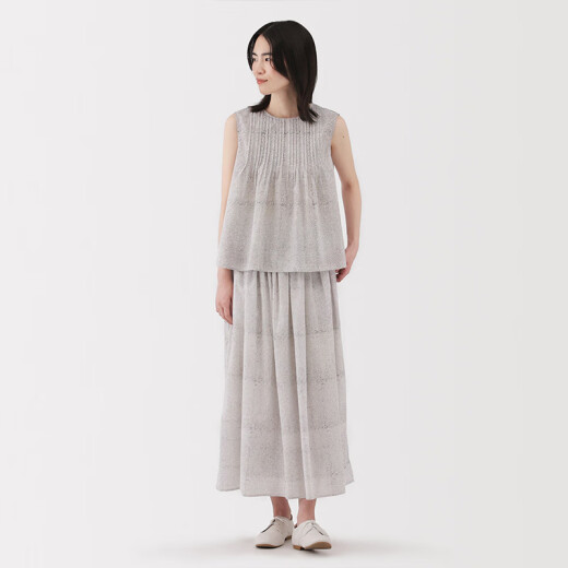 Impresión de madera de madera de Muji y camisa sin mangas teñidas para el chaleco para mujeres ropa de mujer de 25 años de algodón puro patrón de algodón puro XL (165/92a)