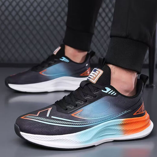 
Men's shoes for spring and summer new style flying woven breathable mesh running shoes soft sole shock-absorbing men's sports trendy shoes LS-826 blue and black 44