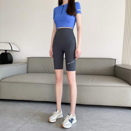 蕉下森林五分鲨鱼裤女外穿夏季薄款高腰提臀运动健身骑行大码瑜伽打底短裤 【九分款】深咖 XL 适合126-140斤