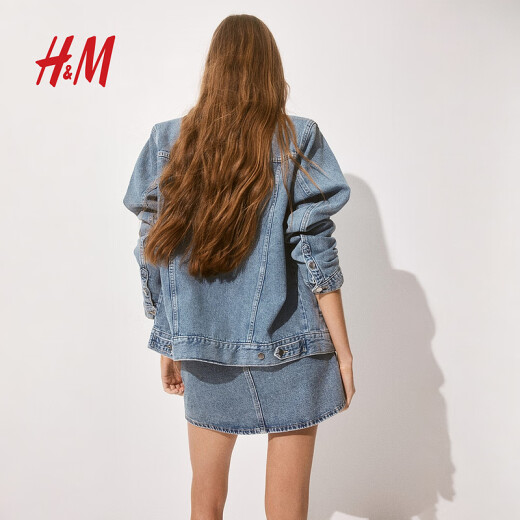 H&M女士外套2025夏新款廓型垫肩牛仔外套1275315 牛仔蓝 S 160/88