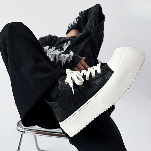 Bonaling Derby-Schuhe Herren-Mickey-Schuhe von Herren-Mickey mit erhöhten minimalistischen High Street Dicke Sohle erhöhte Pendelverkehrs- und vielseitige klassische Schuhe mit Big-Toe-Schuhen-gleicher Stil wie Prominente [42]