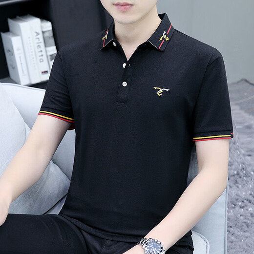 森马（Semir）集团旗下翻领男士短袖t恤绣花新款带领子帅气修身半袖夏天薄款 sk5012白色 M