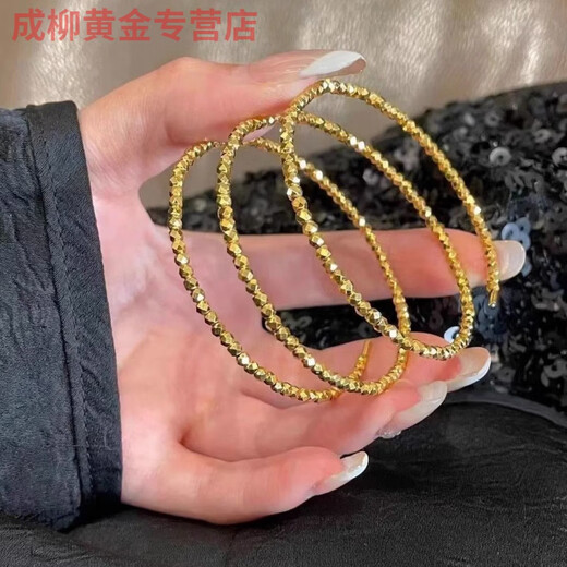 Jun Nianyu Old Phoenix 999 Gold Pure Gold Bracelet Elastic Memory Three Circles Five Circles Bracelet Holiday Gift Bracelet for Wife Bungee Twill Five Circles-Same Style as Gj021