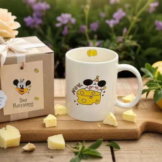 Cute cheese plane puppy ceramic cup mug coffee cup birthday gift (single cup without box) puppy cup shipped randomly 1 piece 350ml