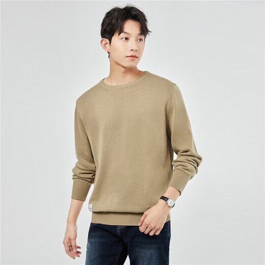 Giordano Sweater hommes peigned coton brodé de couleur unie de couleur unin pur coton rond Pullor pull mascu 18051602 66 Navy Blue XL