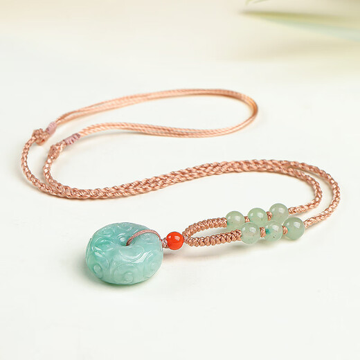 Returning to the 11.11 Carnival with Heart Ginseng Jade A-grade jadeite safety buckle pendant with double-sided engraved pattern donut jade pendant