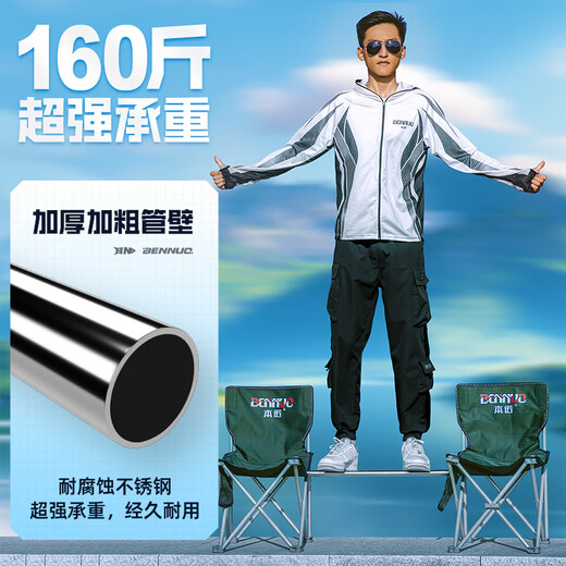 BENNUO fishing net pole set combination complete set of fishing net fishing net pocket stainless steel telescopic pole fishing folding net head thickened and reinforced hardened net pole + deepened net head 1.1m