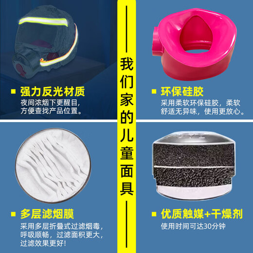 Zhe'an Guangxiao New National Standard Gas Mask Fire Mask Anti-Smoke Mask Fire Escape Filtering Self-Rescue Respirator 3C Certification Children's Box Pack Consultation for more discounts