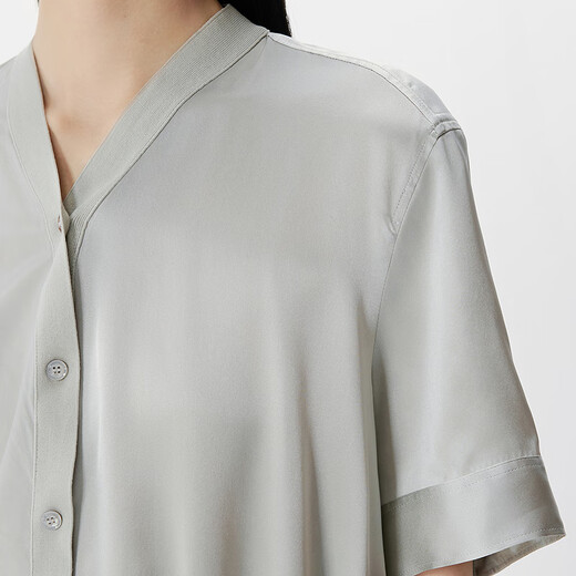 JNBY shopping mall same style 25 summer new shirt short-sleeved V-neck casual 5P4213270 059/cold gray XL