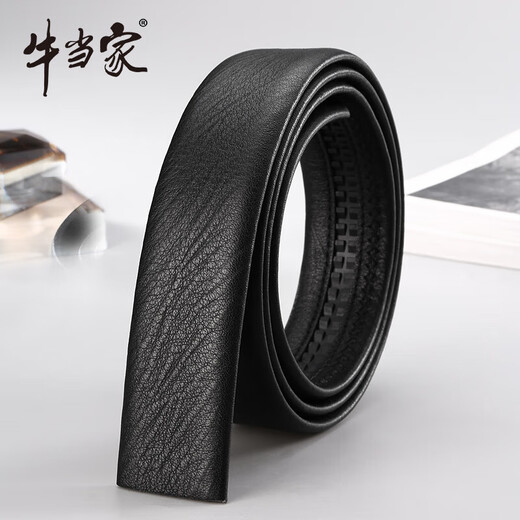 牛当家【新品】无头皮带真皮不带头自动扣皮带条牛皮裤条头层牛皮男士腰 黑色DS7027 105cm