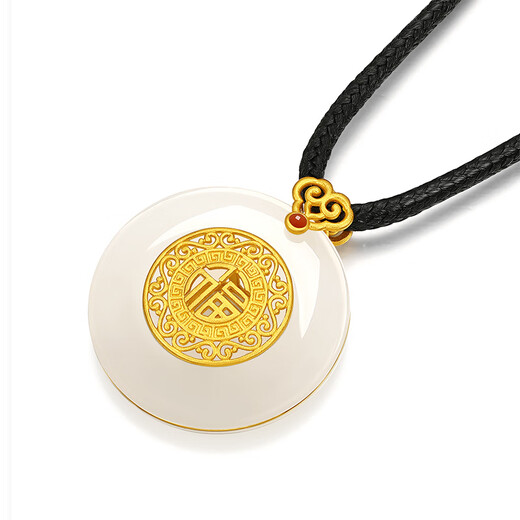 Liuguifu Jewelry Gold Pendant Xiangyunfu Buckle Gold Inlaid Jade Pendant Gold Jade Necklace Pendant HT0600026 Pricing
