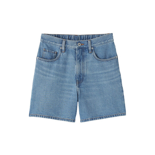 无印良品（MUJI）女式 木棉混 牛仔短裤女款裤子25年夏季丹宁回潮女装BE1VKA5S 浅蓝色 S （155/62A）
