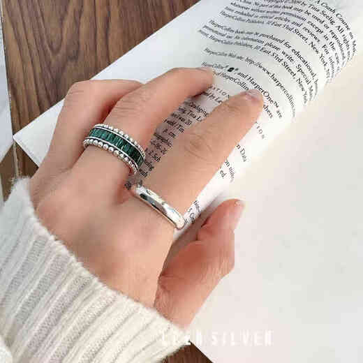 Iosn Han Dan Heavy Industry S925 sterling silver emerald diamond ring new ocean beauty floating light flow closed index finger ring for women Hong Kong code 13#