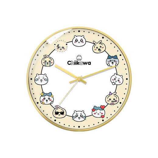 Chiikawa jiikawa mignon mur suspendu usaqi maison créative chambre salon horloge dpl698b white frame en plastique étroit aiguille noire 10 pouces