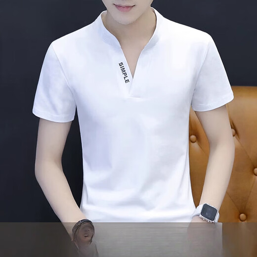 Septwolves popular high-quality V-neck men's pure cotton short-sleeved T-shirt men's slim casual versatile half-sleeved shirt tops bottoming shirt white Q691 short-sleeved M recommended 90-100Jin Jin equals 0.5 kg