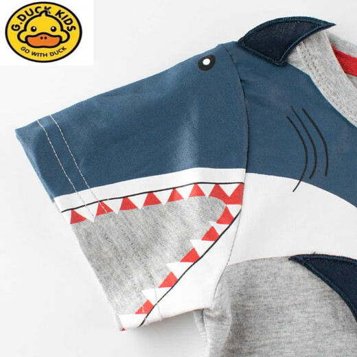 
G. DUCKKIDS boys pure cotton short-sleeved T-shirt summer clothes children's clothing children's baby round neck fashionable top small and medium-sized shark half-sleeved trendy short-sleeved 9272 meters white 90 cm