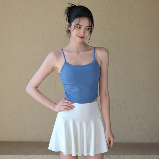 LULUUVTTOH sexy yoga camisole women's new Pilates training bra with chest pad sports fitness bra top for women blue willow color removable chest pad M (recommended 95-110Jin Jin equals 0.5kg)