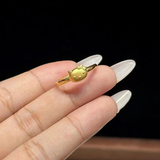 NXO gold 999 hello kitty ring women's new pure gold Hello Kitty ring live gift for girlfriend gold-plated kitty live ring 1.68g