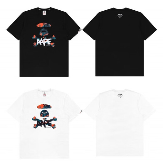 Aape kurzärmelige Sommermänner und Frauen gleiche vielseitige Paar halbärmelige Hemd-Tarn-Affen-Kopf-Trend Black 691 Pure Cotton High-Qualität M 90-110Jin [Jin entspricht 0,5 kg]