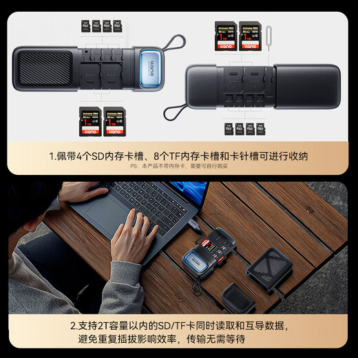绿巨能（llano）4.0高速读卡器USB/Type-C多功能合一SD/TF卡收纳适用手机电脑相机无人机读取数据闪传读卡盒ccd