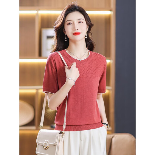 Yilizi [1396 Menschen lobten] Mamas Sommer mit kurzer Ärmel T-Shirt für Frauen 40-jähriges Tianshi Top für den Sommer 2025 neue Milchfarbe mittleren Alters Milch M [95-105]