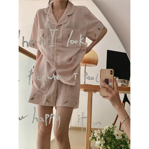 莫代尔冰丝睡衣女夏季薄款短袖短裤套装夏天感简约休闲家居服可外穿 LW-9214【短袖短裤】 2XL 【建议135-155斤】