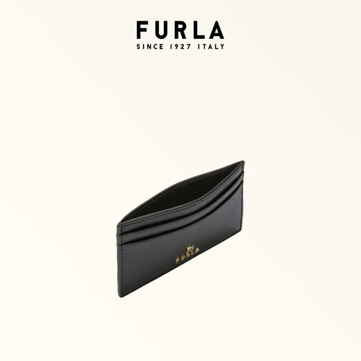 Furla [neues Produkt im Frühjahr und Sommer] Camelia Cowide kleine Frauenkartenbeutel dünne und kleine Kartenclip -Hülle bestimmte Dokumente Aufbewahrungstasche Schwarz