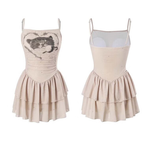 Lekali swimsuit for women, conservative one-piece hot spring swimsuit for women, covering flesh, belly, slimming, beach swimming equipment 2025 kitten suspender swimsuit + cover-up jacket 80-120Jin Jin is equal to 0.5 kg