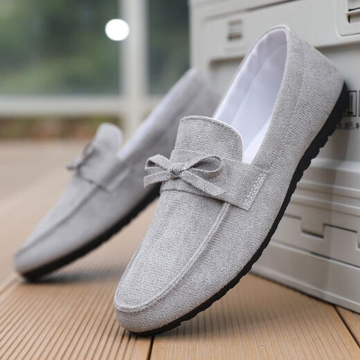 Yiliangying Doudou Shoes Men's Spring 2024 Nuevo mate de terciopelo inverso de terciopelo y pedaleo zapatos de cuero pequeños Loves Driving Shoes D753 Caki, disparo pequeño, gran tamaño 43