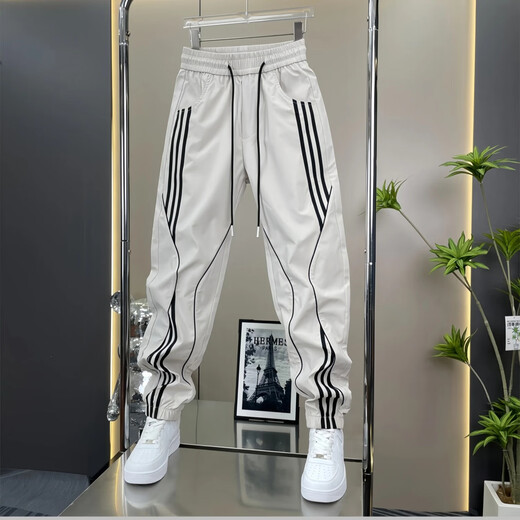 
Feidi Sen Meng's pants for men's summer thin striped casual harem pants for boys loose and trendy versatile ties for men 683 off-white (summer thin style) 34 (recommended 160-170Jin [Jin equals 0.5 kg])