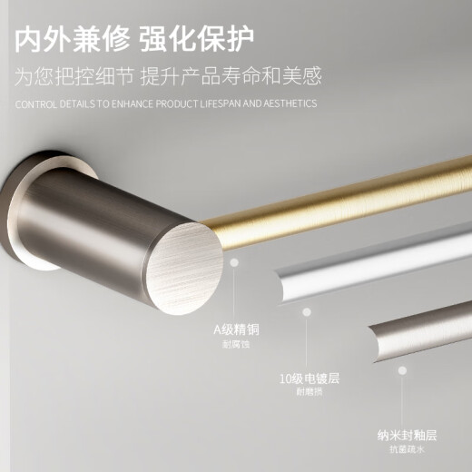 KG暗装电热毛巾架精铜暗藏毛巾杆数显隐藏入墙预埋高端定制别墅 5杆【枪灰色】全铜防水G688暗线