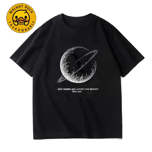 G. Duckkids Little Yellow Yellow Duck Boy Футболка с короткими рукавами в летней новой детской одежде Pure Cotton Medium's Kids Boy Kindom и модная детская маленькая желтая утка для детского стиля [Black-691] 130 см.