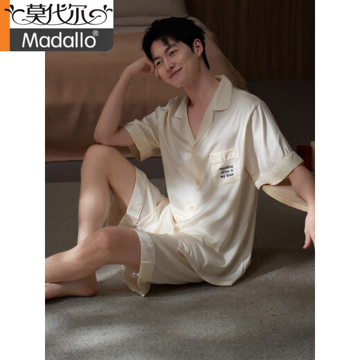 莫代尔高端睡衣男士夏季冰丝短袖短裤家居服男款夏款夏天薄款仿真丝套装 DA9901-男款黑色 L