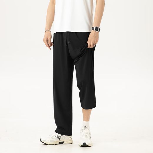 Miniso (Miniso) Pantalones de seda de hielo fresco para el verano para hombres Nuevos cómodos cómodos y transpirables de patas rectas