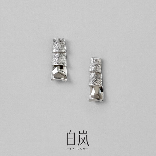 Bai Lan Silver Tile Earrings 925 Silver Earrings Light Luxury Fashion Original Design High-end Birthday Gift for Wife Silver Tile Earrings