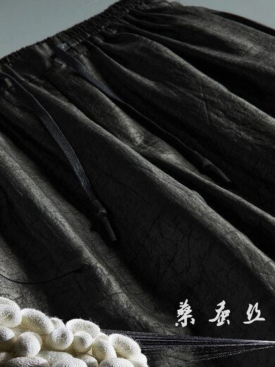 Weixuan Xiangyunsha casual pants for men in summer Chinese style men Xiangyunsha mulberry silk trousers loose large size wide-leg pants black trousers 9226 L recommended 115 to 130 Jin [Jin equals 0.5 kg] All size