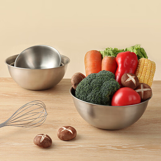 Baiji stainless steel basin salad bowl cooking household and basin kitchen egg mixing baking basin set three-piece set