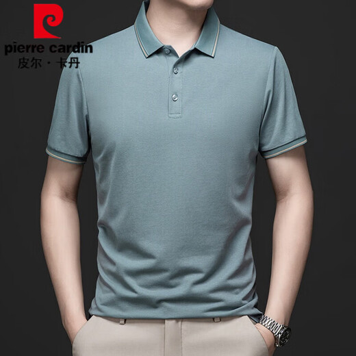 皮尔卡丹（pierre cardin）男士短袖t恤桑蚕丝翻领中老年polo衫爸爸装冰感丝上衣 白色5012 M