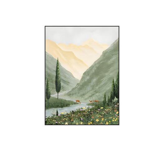 元族卫生间山水挂画风景装饰画厕所马桶上方挂画免打孔防水壁画高级感 ZSH13548-慵懒夏日 外框60x80cm 金框+有机玻璃 挂钩