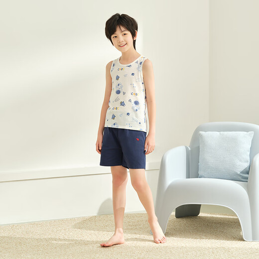 
Red bean boys pure cotton vest children's sleeveless T-shirt in summer thin bottomed sweatshirt can be worn on the outside H5B2009 white 150
