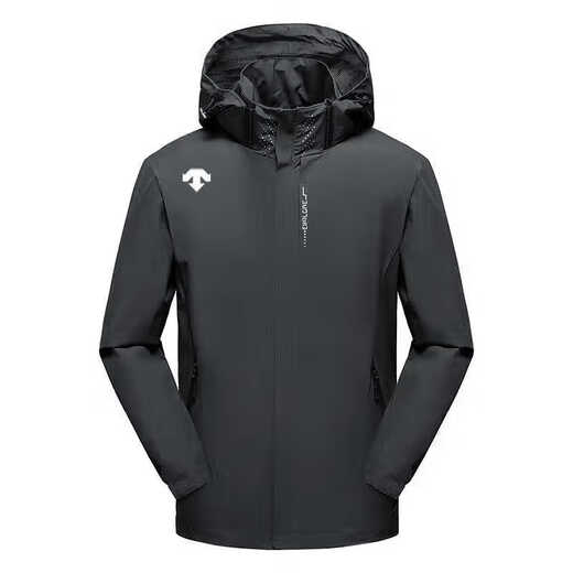 DESCENTE Fashion Men's Outdoor Mountaineering and Fishing Brigade Autumn and Winter Assault Jacket Waterproof Wind Grab Black Single Jacket 3XL