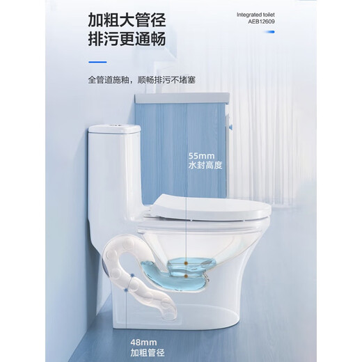 箭牌（ARROW）马桶家用卫浴小户型抽节水除臭虹吸式大冲力坐便器12609 【小户型双重瞬冲马桶】AEB12609 305mm