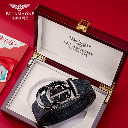 FALAMAONE 2025 NOUVELLE CEINTURATION CEINTROL MEN'S GOLINE CUIR COURTURE CEINTRALLE CEINTROLE PURE CEINDRE DE VOLE PURE CEINTURATION CONSUCHE CONSUCHE PD841Q-LH Boîte cadeau en bois massif 120cm