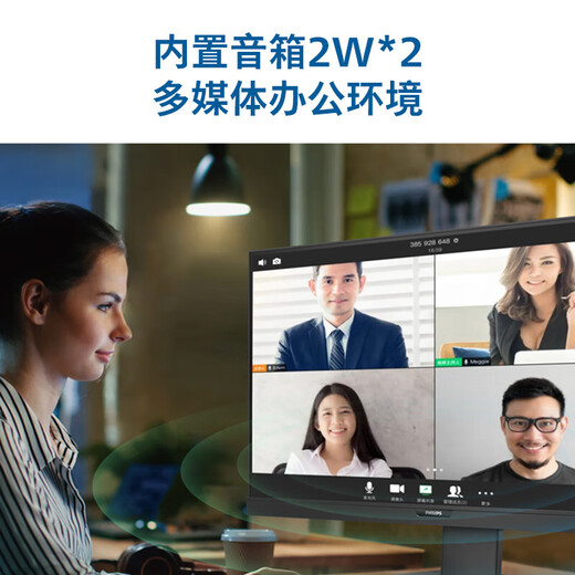 飞利浦（PHILIPS）23.8英寸 办公显示器 IPS高清 103.8%sRGB 内置音响 低蓝光 升降旋转 可壁挂 241B8QJEB/93