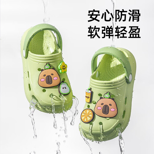 Schweinevaters Kinderlächen Sommerjunge 2025 neue Stil Girls Innen im Innenbad Anti-Rutsch-Strand-Cartoon-Loch-Schuhe Khaki 24