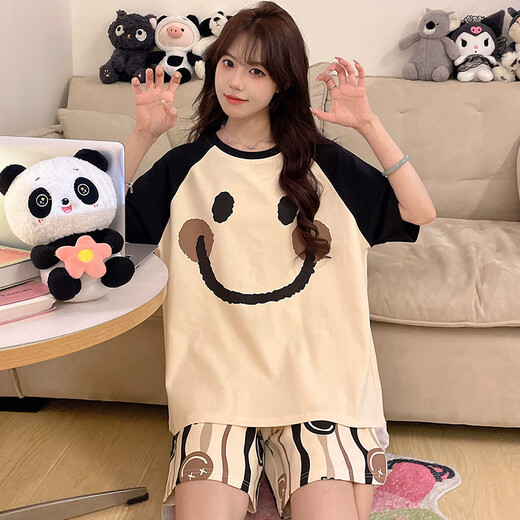 Jingpufei summer cartoon short-sleeved loose home clothing two-piece suit for wearing outside 692 small bag dog, one size 4XL code [recommended 172-200Jin [Jin equals 0.5 kg]]