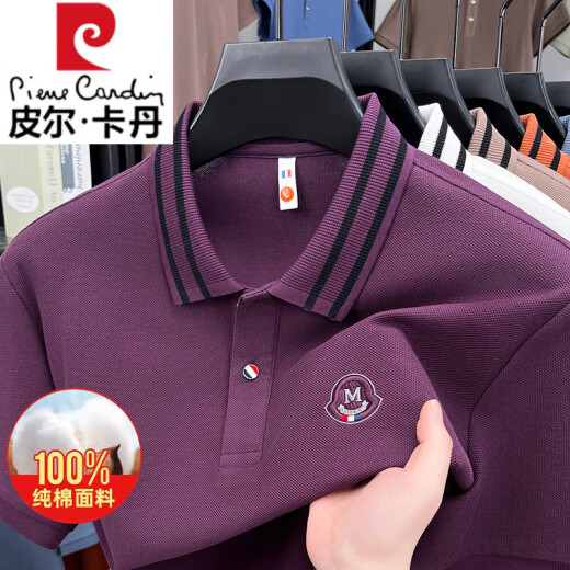 Pier Cardin Camiseta 100% de algodón corto de algodón puro en verano Nuevo negocio de hombres bordados Camisa de polo antideslizadoras de los hombres bordados Top D3527 Azul 2xl adecuado para 140-160Jin [Jin equivale a 0.5 kg]