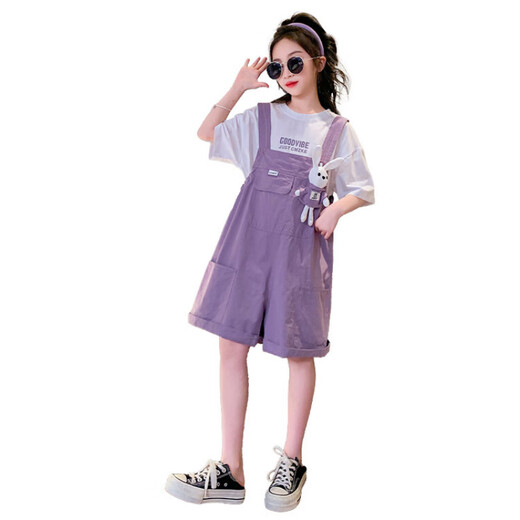 G.Duckkids Kinderkleidung Mädchen Overall für Sommer 2025 Neue Kinderkleidung Mädchen lässige Sportarten Mode Kleidung Purpur 120 Empfohlen 110-120 cm 6-7 Jahre alt